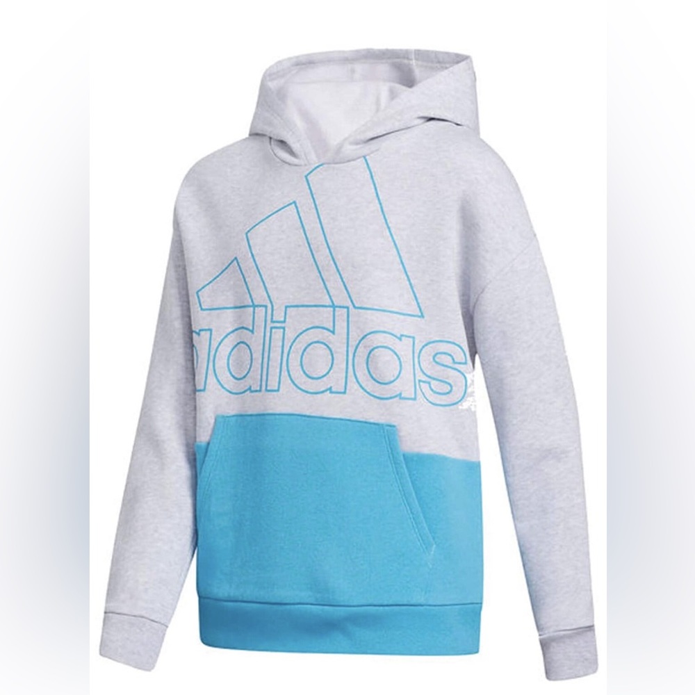 Adidas Girls Blue & Grey Hoodie Size S (7/8)